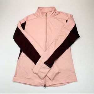 NIKE pink/maroon jacket full zip track-style size M
